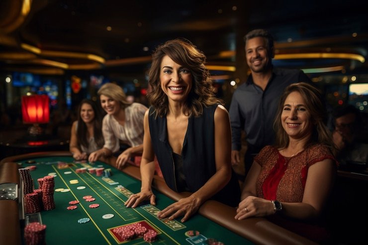 Tata letak meja French Roulette dengan area taruhan berlabel dalam Bahasa Prancis